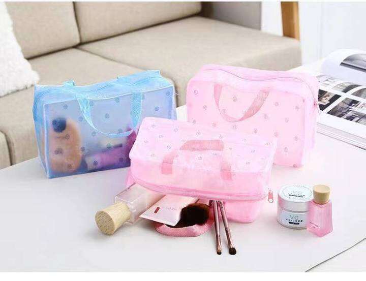 Printed travel portable waterproof cosmetic wash bag transparent daily ...