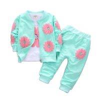 2019 Real Roupas Infantis Childrens Garment Spring And Autumn New Girl Pure Cotton Printing Three-piece Child Suit 0-4y