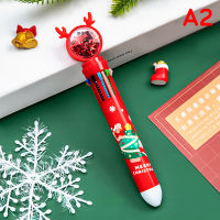 [ร้าน YuLu]??ของขวัญพิมพ์ลายคริสต์มาสปากกาซานตาคลอส10สีลายการ์ตูนปากกาลูกลื่นคริสมาสต์