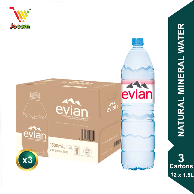 Evian Natural Mineral Water 1 Carton (12 x 1.5L) x 3 Carton [KL ...