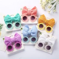 2Pcs/Set Kids Sunglasses And Elastic Hair Ties Daisy Flower Eyewear Bow Headwear Children Beach Sun Glasses Baby Headband