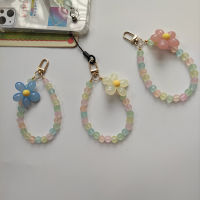 Unique Phone Accessory Mobile Phone Hanging Strap Candy Color Wrist Strap Small Fresh Colored Flower Strap Handmade Mobile Phone Strap