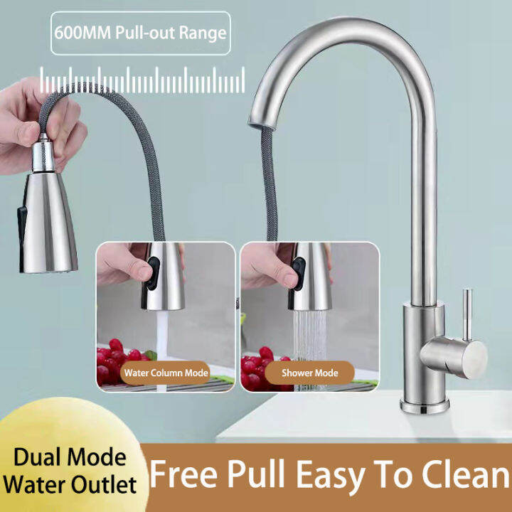 Kitchen Pull-Out Faucet Stainless 360 with Flexible Hose, Faucet for ...