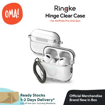 For Apple AirPods Pro 2 Case (2nd Gen), Ringke [Hinge] Clear Cover &  Carabiner