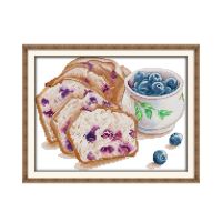 ﹍✉۞ Bread with blueberries cross stitch kit aida 14ct 11ct count print canvas stitches embroidery DIY handmade needlework