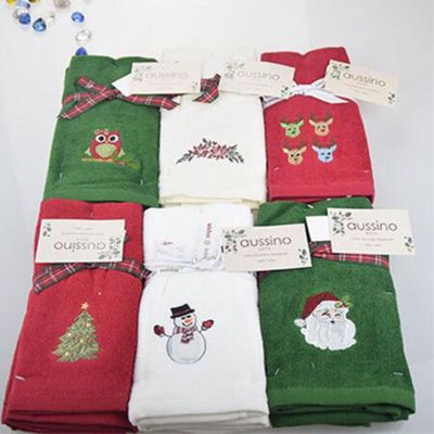 ☜ 1pc New Decorative Luxury Hand Towel Set Christmas Towel Gift Embroidered Tree Snowman Santa Claus Towel Kitchen Dish Towels Red