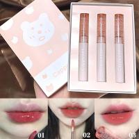 3ชิ้น-ชุด lipstick Cappuvini บับเบิลแบร์ กระจกน้ํา หญ้า ชานม สีชา ลิปสติก ลิปกลอส เคลือบริมฝีปาก สีนู้ด ธรรมชาติ สไตล์เกาหลี สําหรับนักเรียน