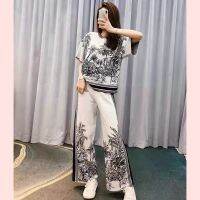 2023 New Cotton Sexy Pajamas Womens Summer Casual Suit Womens Short-sleeved Trousers Two-piece Luxury Womens Kawaii Suit