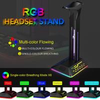 【Undine earphone】ชุดหูฟัง RGB Bracket เปลี่ยนสี Bracket Glare Dual USB Gaming Headset ขาตั้งจอแสดงผล RGB 6โหมดขาวดำพร้อมอินพุต Type C