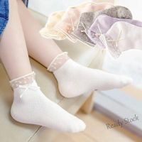 【hot sale】 ▧℗ C10 3-12Y Girls Kids Thin Sweat-absorbing Breathable Mesh Socks Glass Silk Bow Cotton Baby Socks