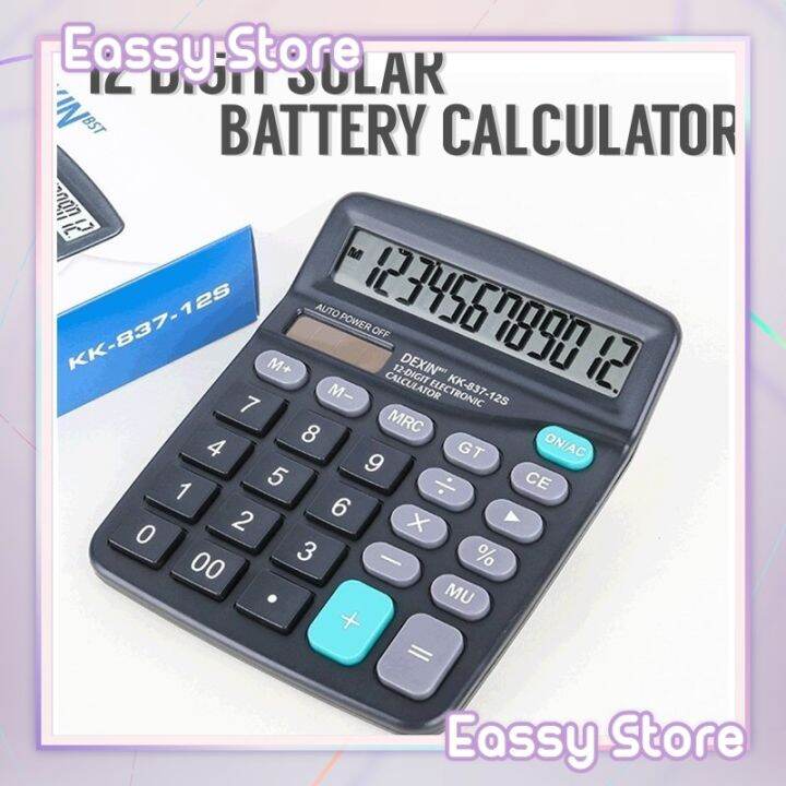 (12 Digits)Dual Power Big Display Desktop Calculator Solar Battery ...