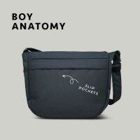 จัดส่งฟรี Boy relife charcoal navy bag กระเป๋าสะพายข้าง รุ่นบอย สีกรมดำ กระเป๋าสวยๆ