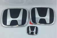 3Pcs Honda Civic FB 2012-2015โลโก้เครื่องหมายรถ Black &amp; Silver(F + R + S)