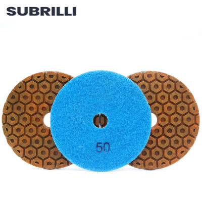 SUBRILLI 3PCS 4inch Diamond Metal Polishing Pads Copper Bond Grinding Wheel Floor Sanding Disc for Concrete Granite Marble Stone