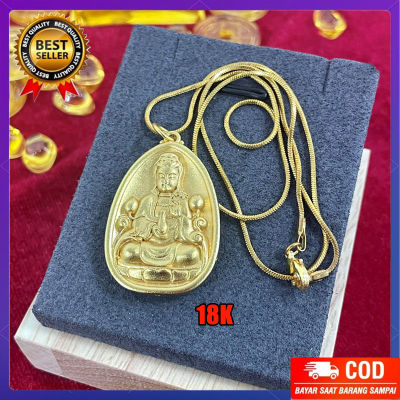 Plun-18K สร้อยคอสร้อยคอพระอวโลกิเตศวรโพธิสัตว์ชุบทองสำหรับผู้ชายและผู้หญิงมีโชคด้านการเงินโชคดีจี้ของขวัญที่ปลอดภัยของขวัญนำความโชคดีและความมั่งคั่งโชคดี100% ของแท้จี้กวนหยิน