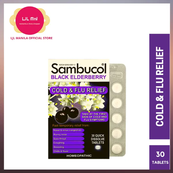 Sambucol Black Elderberry, Cold & Flu Relief, 30 Quick Dissolve Tablets ...