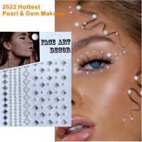 DIYF01 Glitterjoy DIY Pearl and Rhinestone Gem Face Hair Edge Trendy Makeup Sticker for Night Club Festival Party Rave Stickers