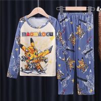 【Ready Stock】 ✒♙ C22 Children Childrens Pajamas Boys Spring Autumn Girls Long-Sleeved Thin Style Little Medium Big Baby Homewear Suits