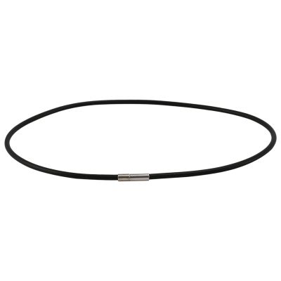 3Mm Black Rubber Cord Necklace with Stainless Steel Closure - 18 Inch