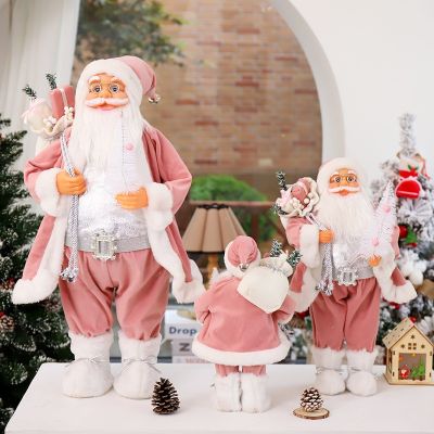【CW】 30cm/45cm Christmas Santa Claus Doll Ornaments Merry Christmas Decorations For Home Xmas Ornaments Pink Gift Happy New Year