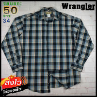 Wrangler®แท้ อก 50 เสื้อเชิ้ตผู้ชาย แรงเลอร์ สีกรมดำ เสื้อแขนยาว เนื้อผ้าดี