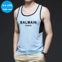 ฤดูร้อนใหม่เดิม Balmain∮ ปารีสผู้ชายแห้งเร็วกีฬาเสื้อกล้ามสำหรับเพาะกายยิมแข็งแรงจ๊อกกิ้งวิ่ง,การออกกำลังกายการฝึกอบรมการออกกำลังกายเสื้อแขนกุด