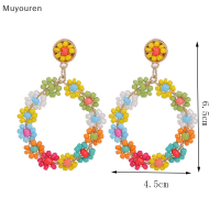 Muyouren ต่างหูแฟชั่น Boho 1คู่สำหรับผู้หญิงต่างหูดอกไม้สีสันสดใสเครื่องประดับต่างหูลูกปัดดอกไม้ดอกไม้ฤดูใบไม้ผลิฤดูร้อน