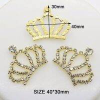 10pcs 40mm*30mm Crown Rhinestone Buttons DIY Wedding decoration Bridal Bouquets Diy Flat Backs Metal Embellishment accessories Haberdashery