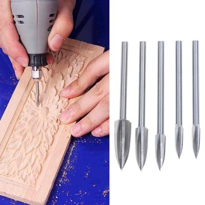 HH-DDPJ5pcs/set Wood Engraving Drill Bit Set Steel Solid Carbide Grinding Burr For Woodworking Drilling Carving Engraving