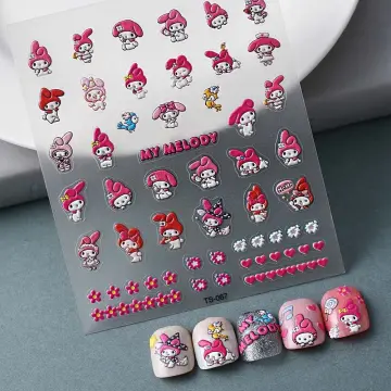 Sanrio My Melody Nail Decal Cartoon Dolls Handmade Hello Kitty Nail Sticker