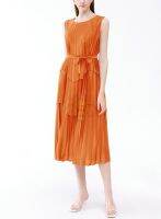 ✤๑ Aiden001 Average Size Heavy Satin Mosaic Belt Womens Summer Satin Glossy Sleeveless A-Line Dress 6130