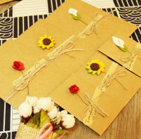 Kraft Paper Envelopes with kraft insert card flower, Wedding Invitations, Teachers Day Card,Business Card Envelopes 10setlot