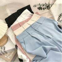 COD DSFERTGERRYYY Plus Size Baggy Wide Leg Suit Long Pants for Women High Waist Loose Office Formal Casual Korean Style Slacks Slocks Square Straight Cut Trouser Black White Blue Pink Apricot