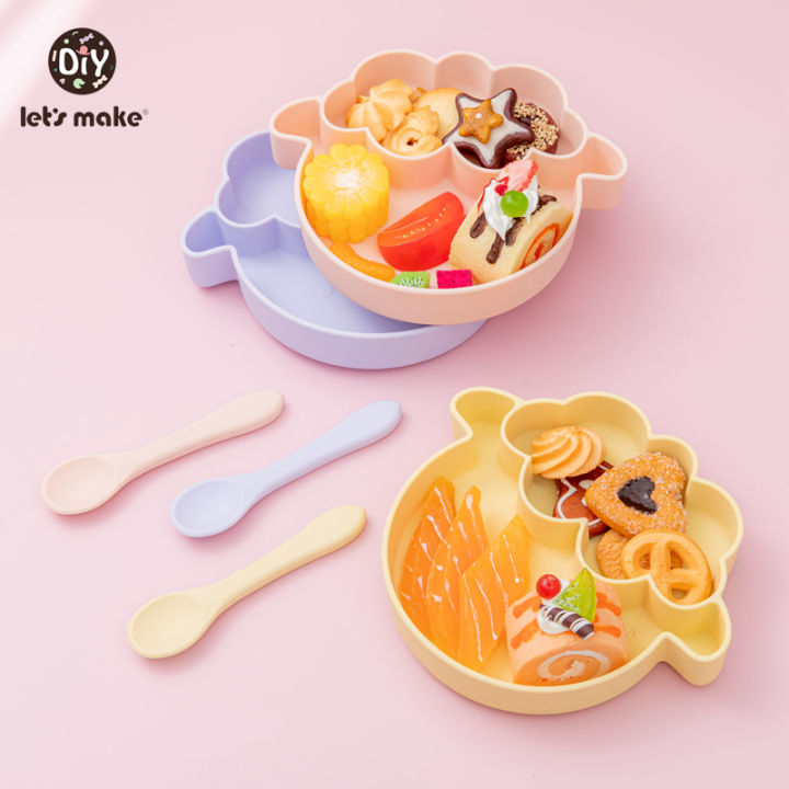 lets-make-kids-silicone-tableware-set-cartoon-sheep-bowl-spoon-foldable-easy-to-clean-edible-safe-material-no-fpa-baby-feeding