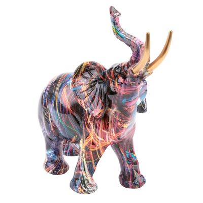 Nordic Painting Graffiti Elephant Sculpture Figurine Colorful Art Elephant Statue Creative Resin Animal Statue Decor