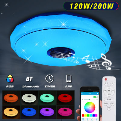 120200W RGB LED Music Ceiling Light bluetooth Speaker Lamp Home Party Bedroom Remote Dimmable+APP Smart Colorful Light