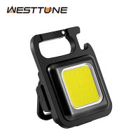 Wettune มินิไฟฉาย LED แบบชาร์จแสงจ้าซังพวงกุญแจแสง USB ชาร์จไฟฉายฉุกเฉินสำหรับเดินป่าตั้งแคมป์กลางแจ้ง