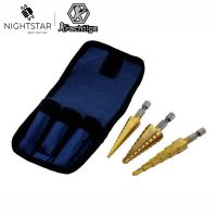 3Pcs HSS Titanium Coated Step Drill Bits 14 "Hex Shank Step Cone Drilling Krachtige Hole Cutter 316"-12 "18"-12 "14"-34"