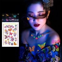 【YF】 1 Sheet Luminous Temporary Tattoos Stickers Glow In the Dark Fluorescent Waterproof Butterfly Tattoo for Face Body Art  250133