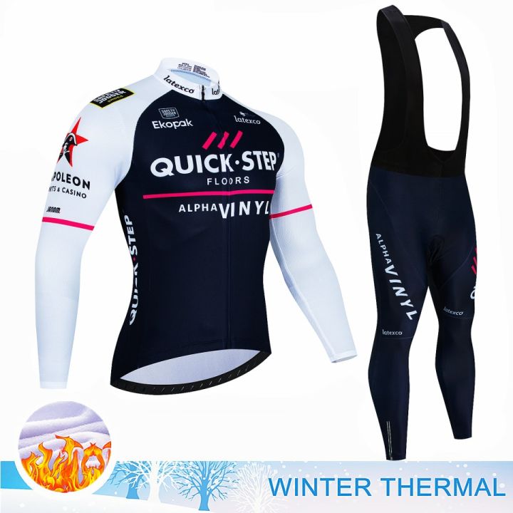 Quick·Step Winter Thermal Fleece Cycling Jersey Sets Maillot Ropa Ciclismo  Keep Warm MTB Bike Wear Bicycle Clothing Cycling Sets 