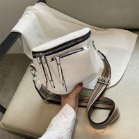 Retro Wide Strap Waist Bags For Women Fanny Pack Crossbody Bag Double Zipper Ladies Belt Chest PU Leather Mini Soft Shoulder