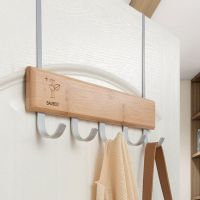 Over Door Hooks Multifunction Hanging Rack Wooden Coat Hanger Door Hook Rack Wall Hanging Rack for Cloth Pants Hat Towel Punch F