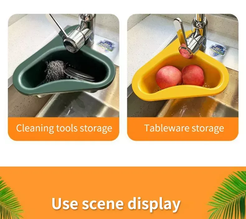 Kitchen Sink Drain Basket Swan Drain Rack - Multi-functional Hanging  Filtering Triangular Drain Shelf, Corner Kitchen Sink Strainer Basket Easy  To Dis