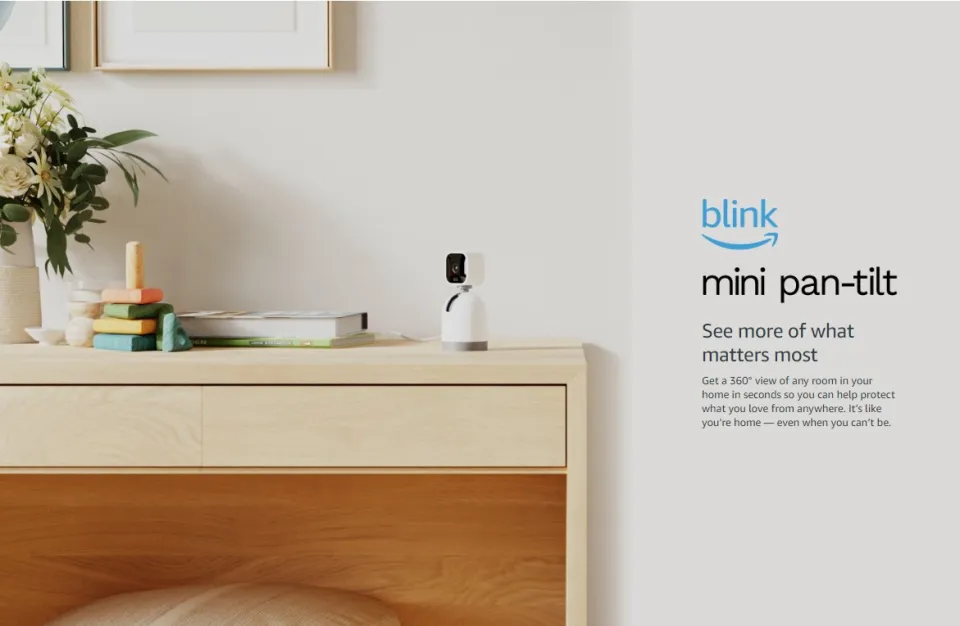 Blink Mini Pan-Tilt Alexa-Enabled Indoor Rotating Plug-In Smart Security  Camera - White