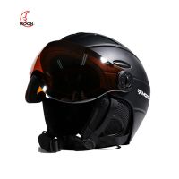 HOT★MOON สกีหมวกกันน็อกแบบบูรณาการเต็มรูปแบบ Protector สีขาว Self Contained แว่นตา2-In-1 Visor สกีสโนว์บอร์ดหมวกนิรภัยฝาครอบ