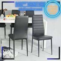 Disfurniture เก้าอี้ทานอาหารขาเหล็กสีดำเบาะหนังPUเกรดเอ มี 2 สีให้เลือกขาวและดำ