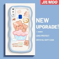 JIUMOO เคส Y95สำหรับ VIVO Y91 Y91i น่ารักลายหมีมาคารอนโคโลว์คลื่น TPU ใสนุ่มเคสมือถือกันกระแทกป้องกันการตกหล่นฝาครอบป้องกันซิลิกาเจลที่สร้างสรรค์