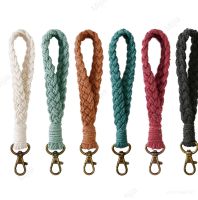 Soft Cotton Rope Keychain Boho Handmade Wristlet Bracelet Key Chain Long Weaving Wrist Lanyard Car Key Holder for Women Gift Key Chains