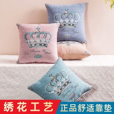 【SALES】 European-style chenille sofa cushion pillow cover home bed living room square bedside large backrest