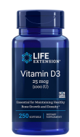 Life Extension  Vitamin D3  25 mcg (1000 IU) / 250 Softgels